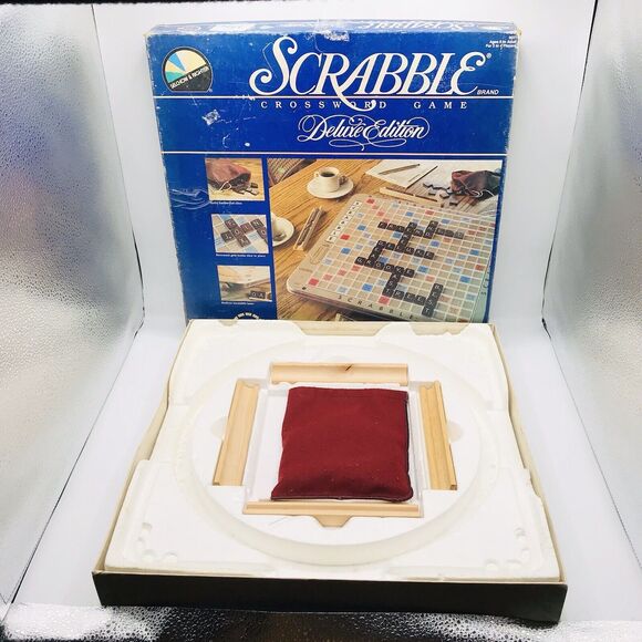SCRABBLE Deluxe Ed Game Selchow Righter 1987 Turntable VINTAGE *One Tile Missing - Picture 7 of 16